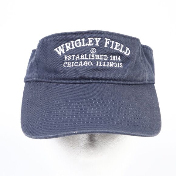 Wrigley Field Chicago Illinois Embroidered H&L Sun Visor by Nissun Cap Dark Blue - Picture 2 of 7